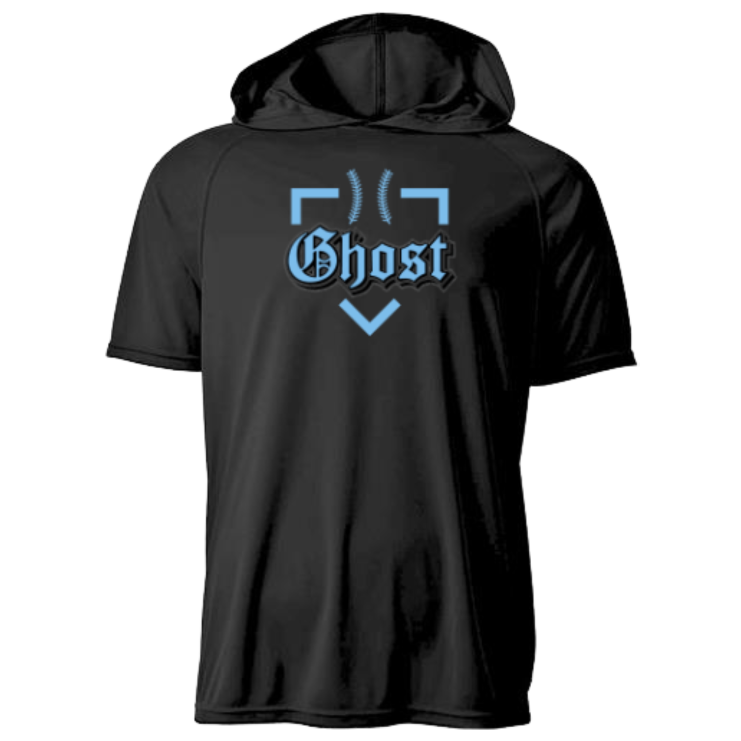 GHOST BASEBALL - Short Sleeve Hoodie Tee #1