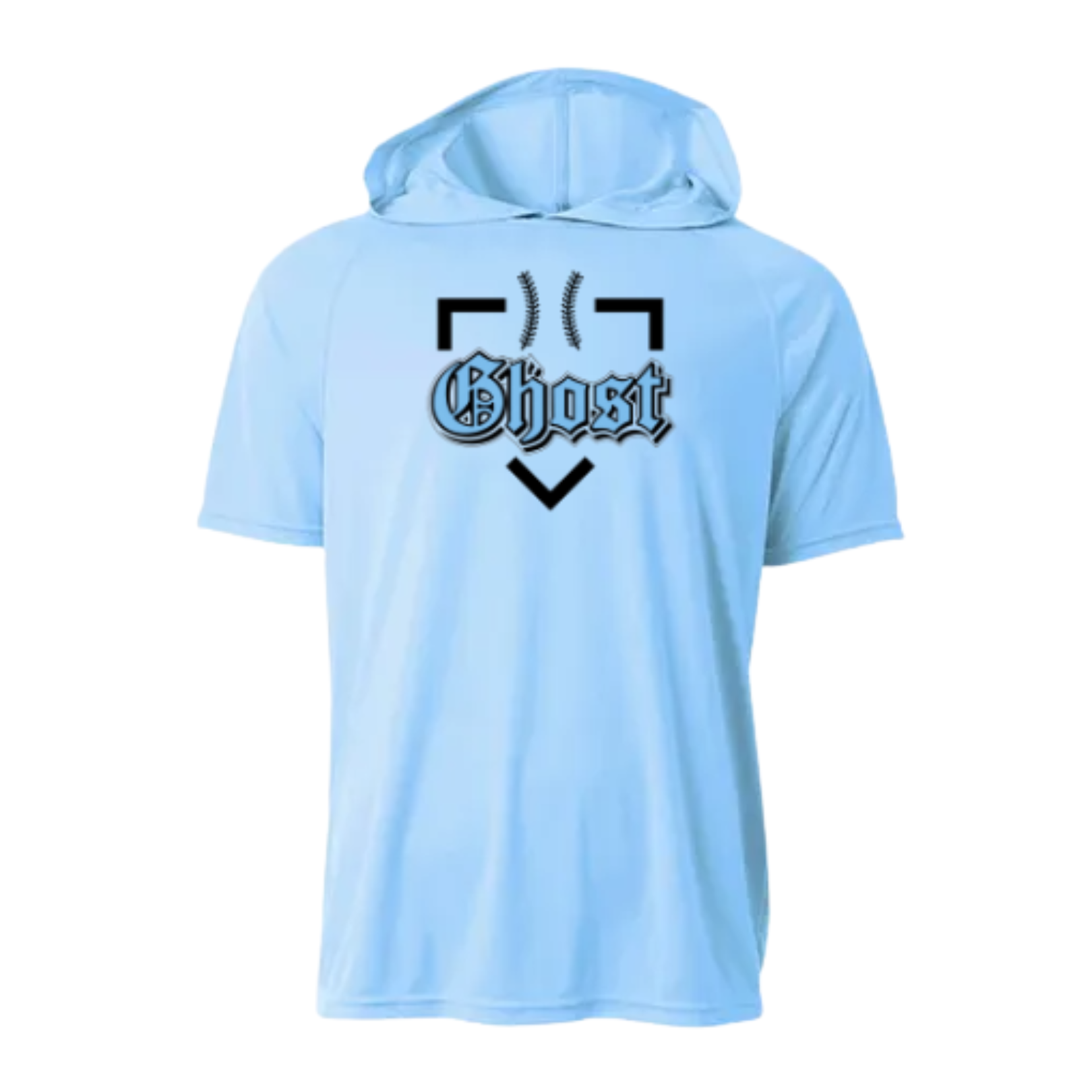 GHOST BASEBALL - Short Sleeve Hoodie Tee #2
