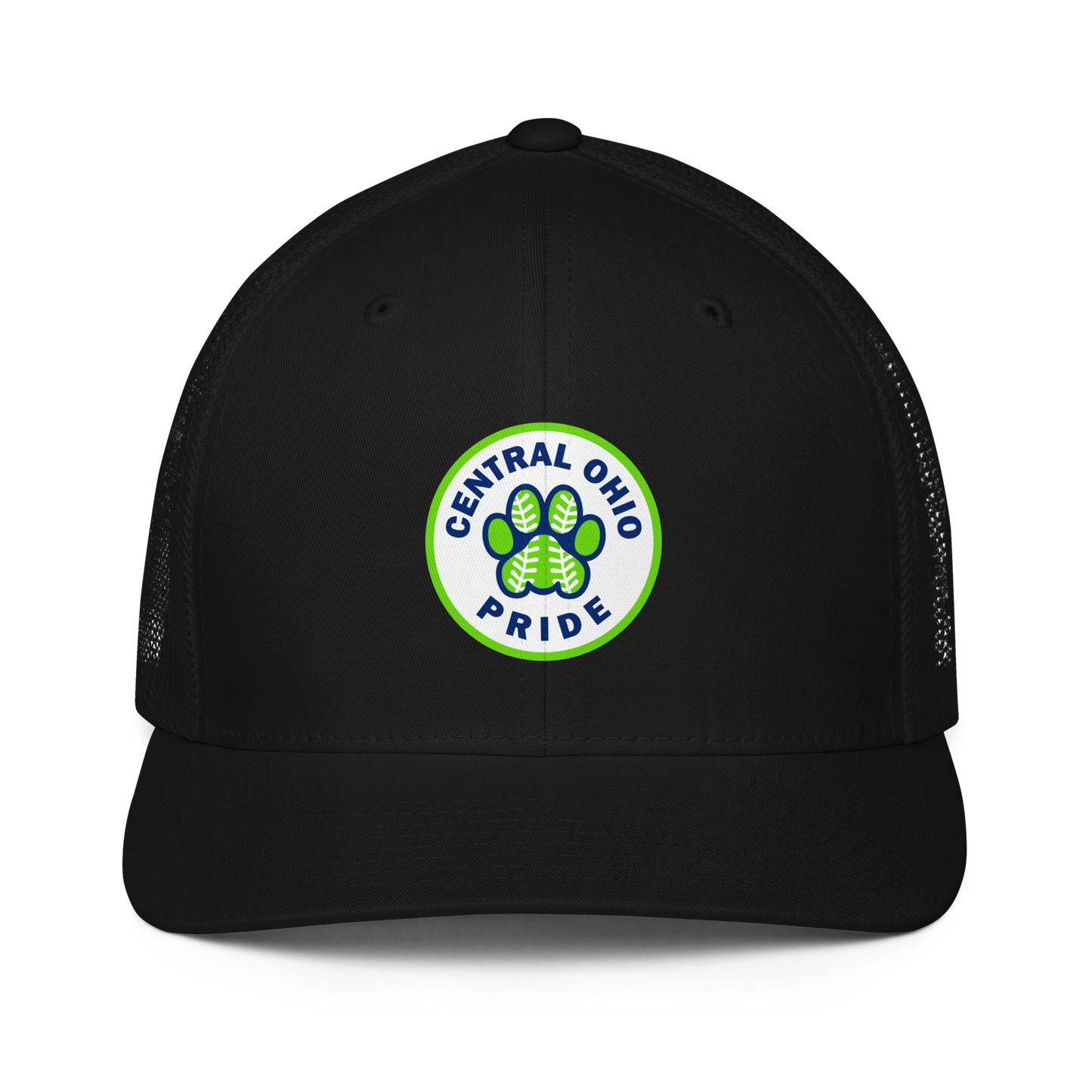 C.O. PRIDE - FlexFit Mesh Trucker Hat - Printed Circle Logo