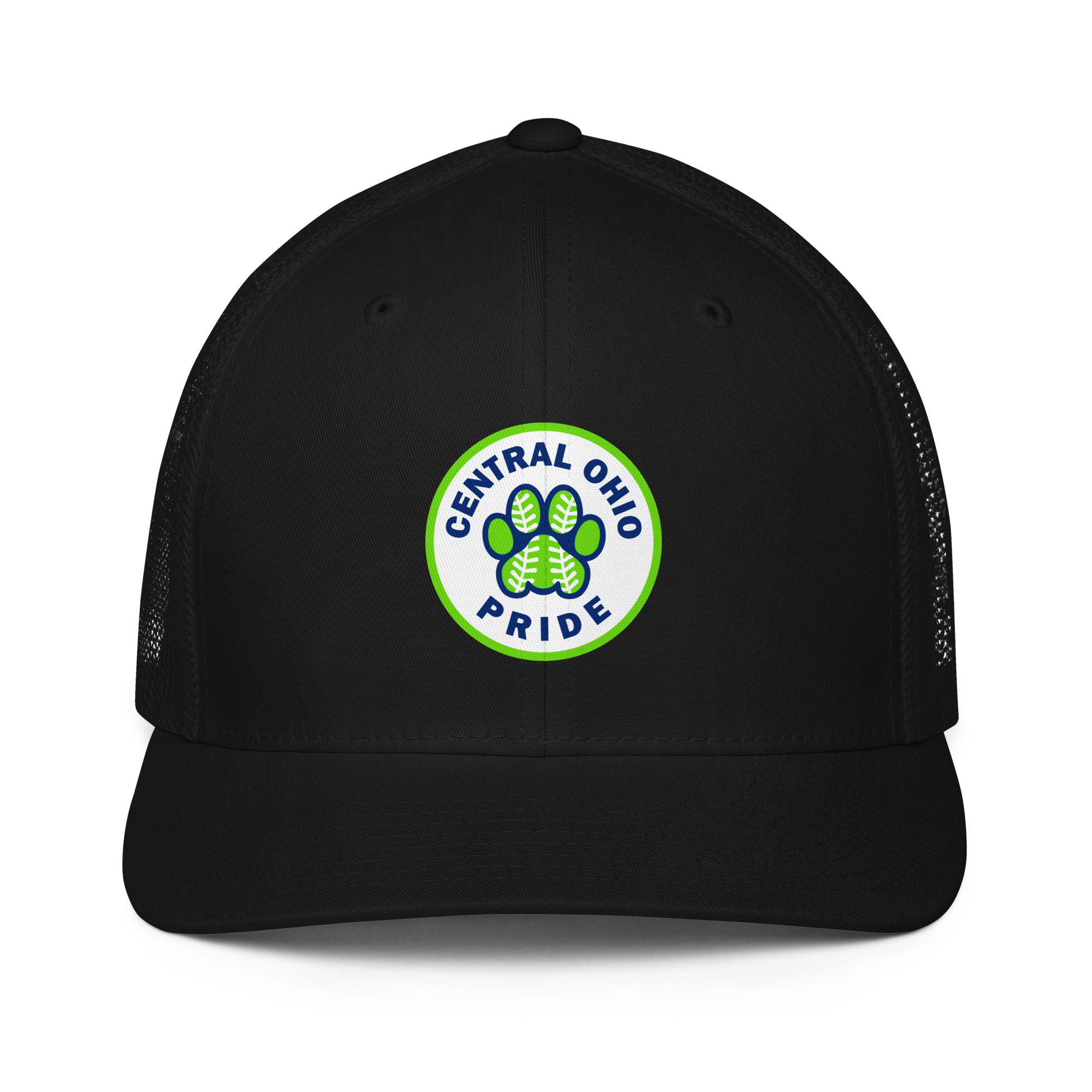 C.O. PRIDE - FlexFit Mesh Trucker Hat - Printed Circle Logo