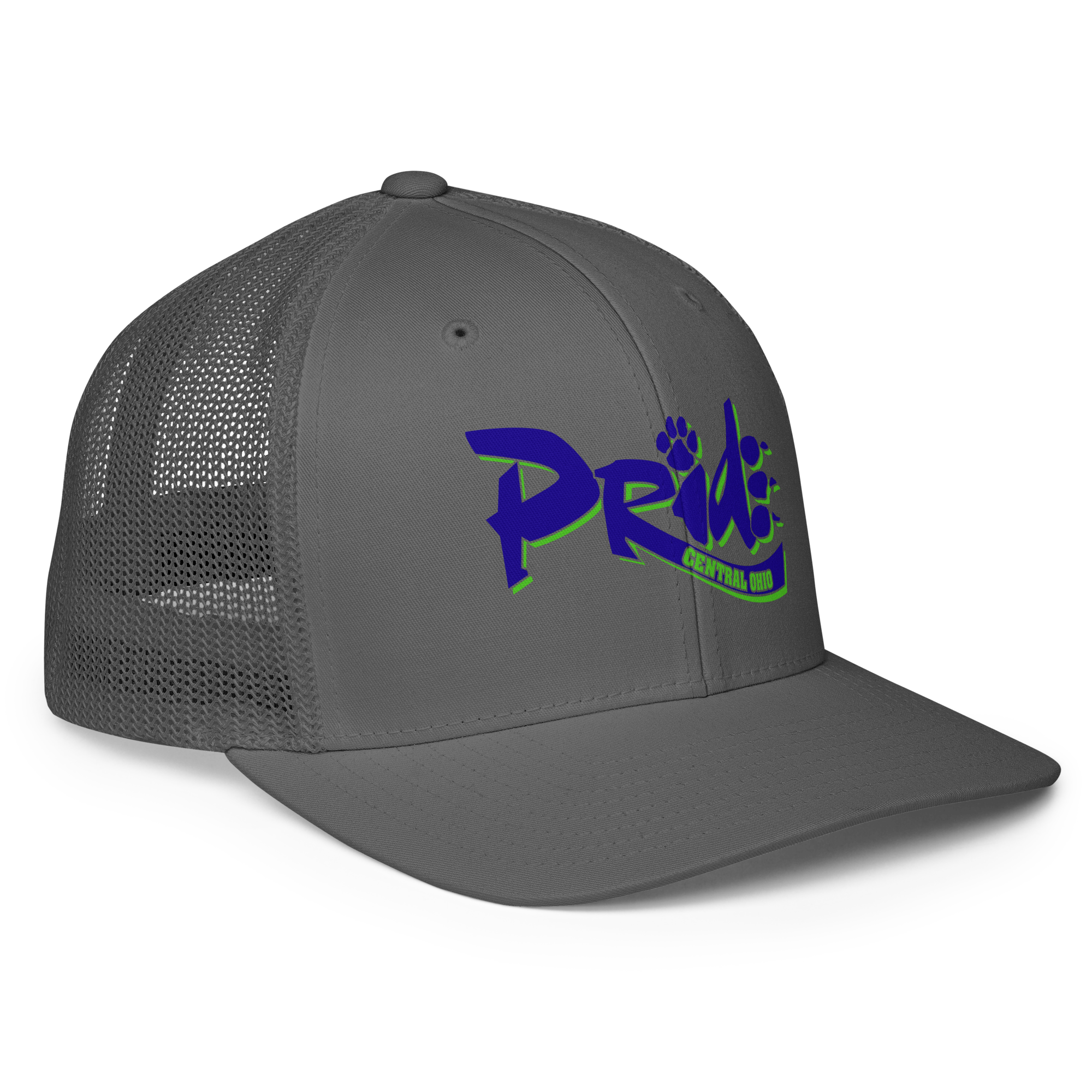 C.O. PRIDE - FlexFit Mesh Trucker Hat - Printed Pride Text Logo
