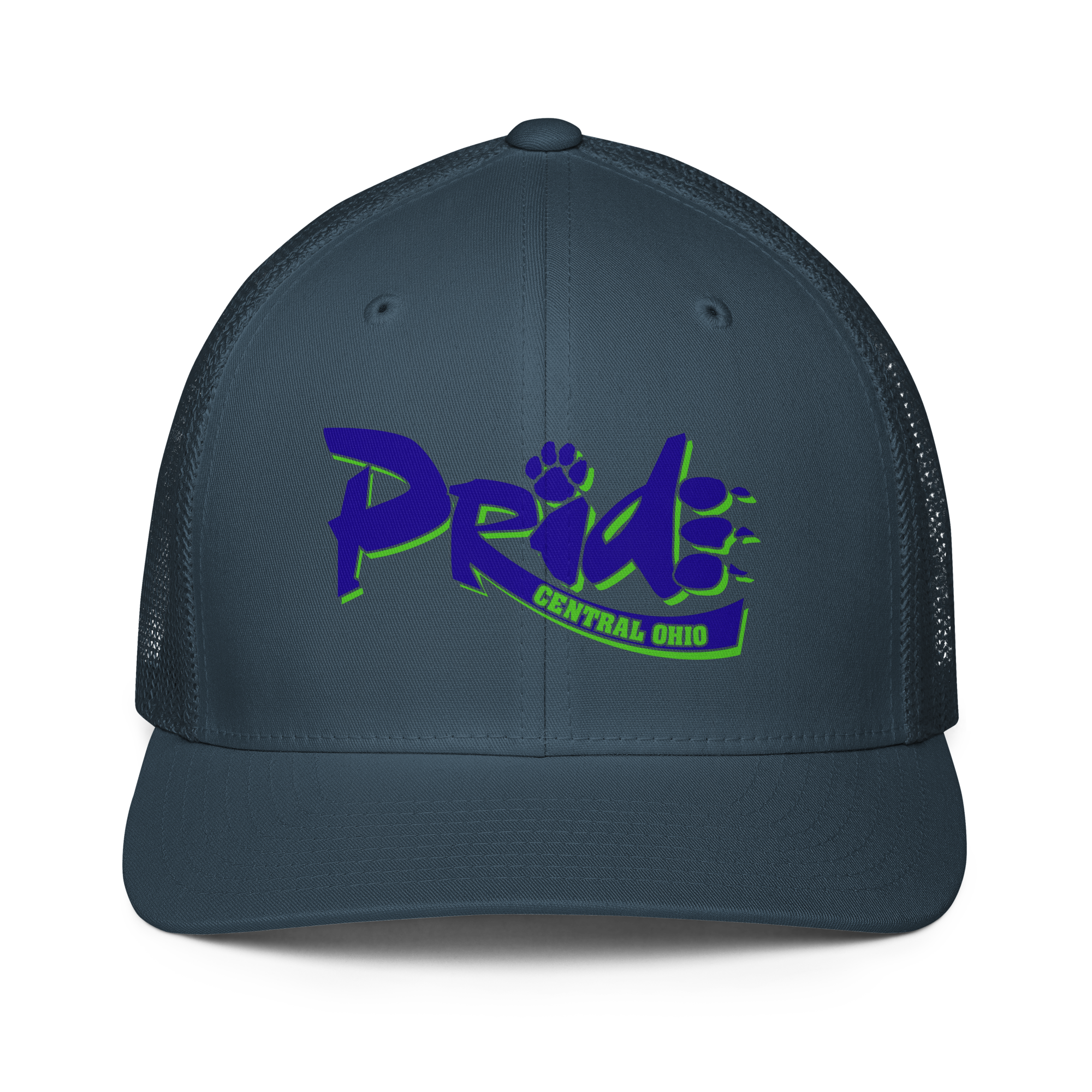 C.O. PRIDE - FlexFit Mesh Trucker Hat - Printed Pride Text Logo