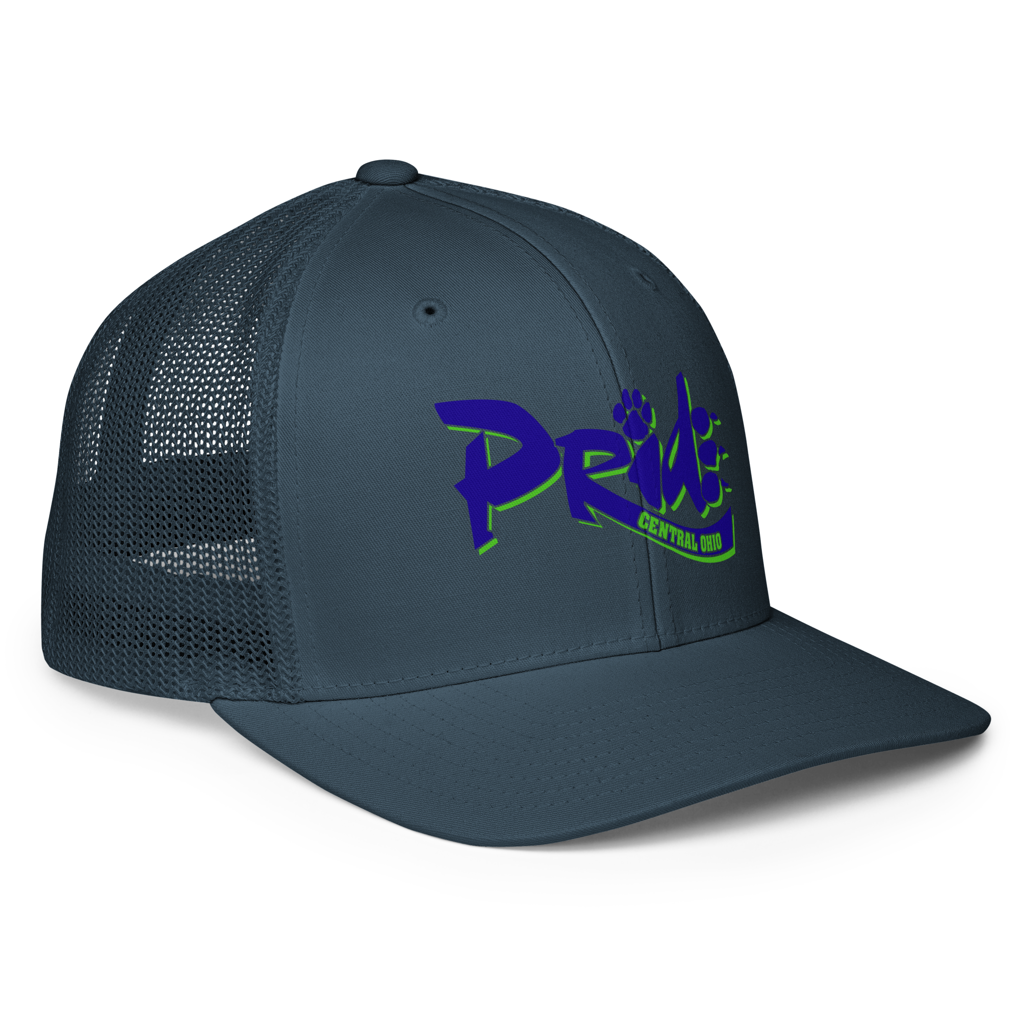 C.O. PRIDE - FlexFit Mesh Trucker Hat - Printed Pride Text Logo